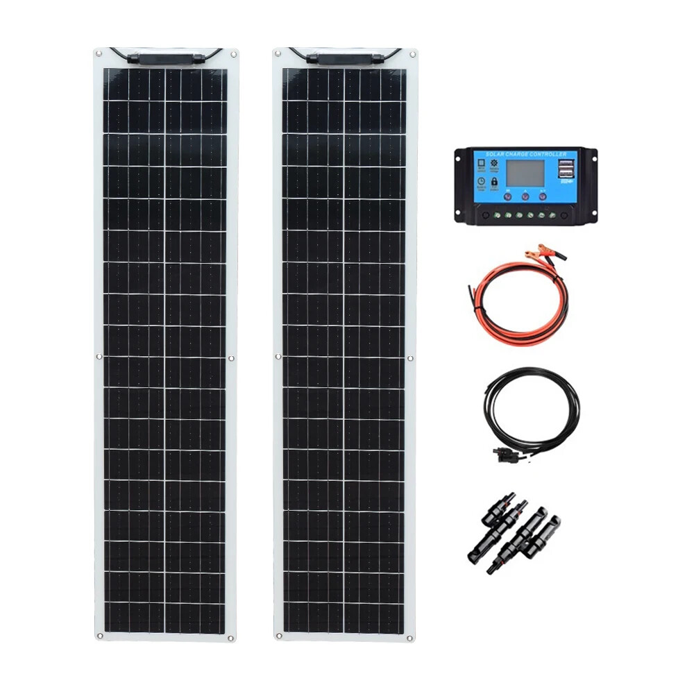 Flexible Solar Panel Kit 50 Watt PV Module 12V 24V Solar Cable Cell Outdoor New