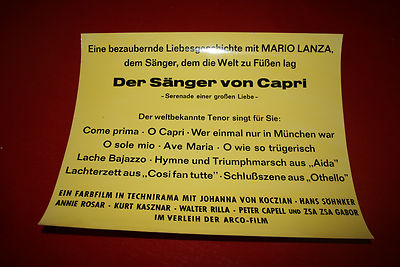 Der Sänger von Capri,Mario Lanza,Nr00,altes Aushangfoto.  (As14)