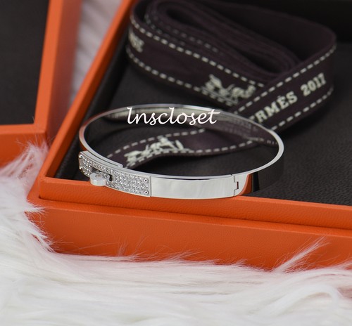 Hermes Bracelet Kelly White Gold 61 36 CT Diamonds $19,200 Cuff Bangle SH Birkin - 第 8/11 張圖片