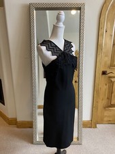 David Koma V-Neck Body Con LIttle Black Knee Length Dress US 8, UK 12, Med