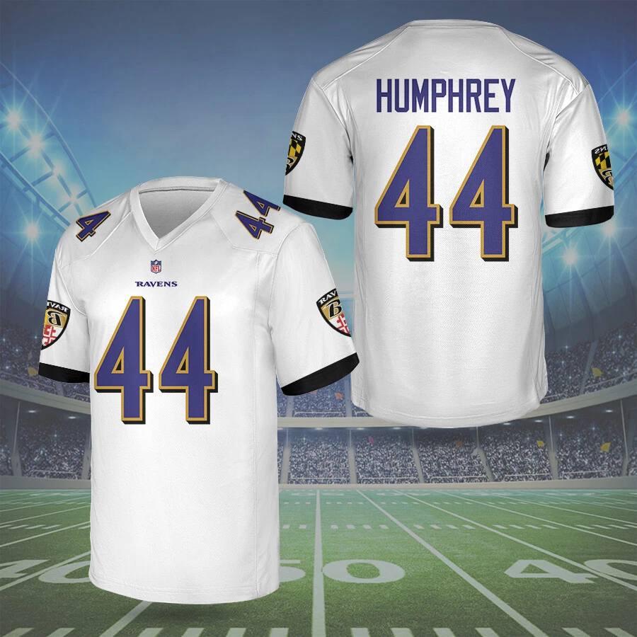 Baltimore No#44 Marlon Humphrey White AOP V-neck Jersey Shirts S/5XL