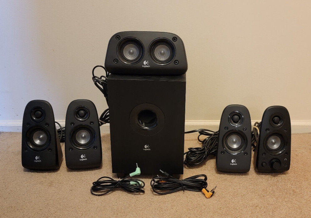 Home Theater Speaker System 6 Piece Set With Cords