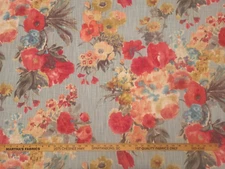 P Kaufmann GARDEN ODYSSEY FOG Red Blue Watercolor Floral Drapery Uph Fabric