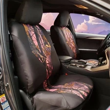 2pcs Unique Pink Camouflage Canvas Car Seat Covers Lady Design Universal Fit