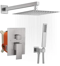 Zokki 10‘’ Rain Setting Shower Head with Handheld Spray Set Brushed Nickel AM27