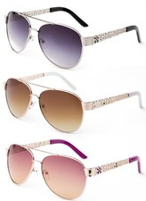 3 Packs Classic Aviator Shape Metal Frame Fashion Sunglasses, Color Flower Paint