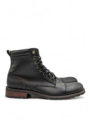 Wolverine Men’s Reese Cap Toe Leather Lace Up Boots Wolverine Reese Cap Toe Lace Black Boots Leather Sz 8, 8.5  main image 4