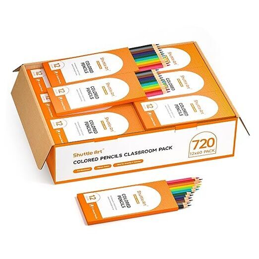 Colored Pencils Bulk, 12 Vibrant Colors, Pack of 60, Pre-sharpened 720-image