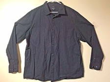 CLAIBORNE Men's 100 Cotton Black White Stripe Button Front L/S Shirt Size XXL