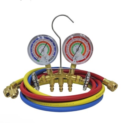 Mastercool 59161 Charging System Manifold Gauge Set with 3 Hoses R22 R404a R410a