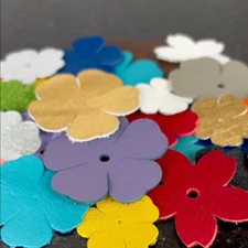 Genuine Leather Heart or Flower Cut-outs for DIY Craft Projects & Scrap Booking