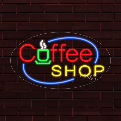 NUEVO LETRERO INTERIOR VENTANA FLEX LED 28x16x1 PULGADAS "COFFEE SHOP" con borde ovalado 34508 - Imagen 1 de 1