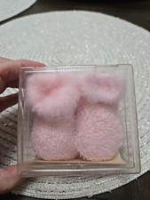 Vintage Fluffy Newborn Baby Socks Original Box Playtime Bootees Pink
