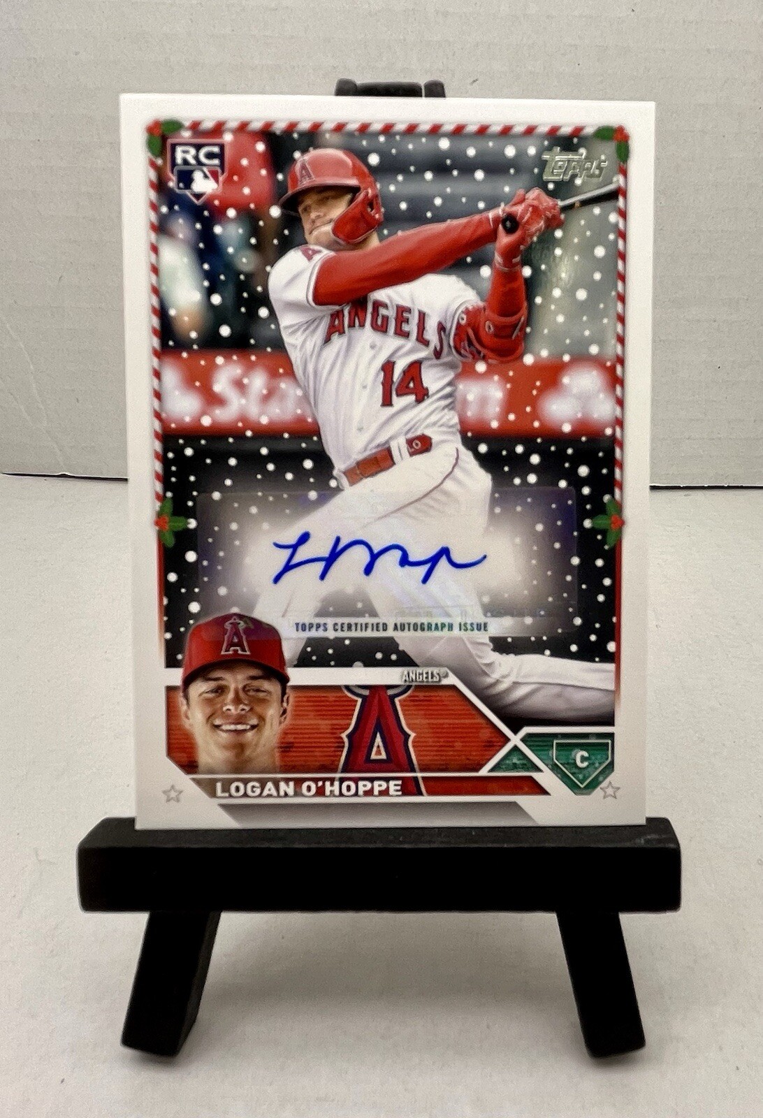 2023 Topps Holiday - Autographs #HAC-LO Logan O'Hoppe /450 (AU, RC)