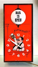 Vintage! Spartus Model 6070 ~ "Bar Is Open" ~ 1960's Wall Clock Light ~ *READ*