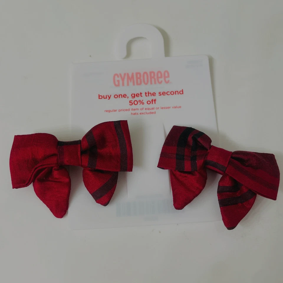 Juego de 2 pinzas para el cabello Gymboree niña niño Navidad rojo pasador de tela Foto 4 de 4