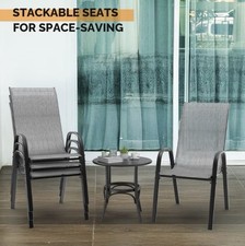 4pcs Stackable Patio Dining Chairs High-Back Armrested Textilene Outdoor Seating