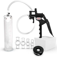 LeLuv Penis Pump TYRO 9 or 12 Inch Length with 4 Constriction Rings & Airtight S