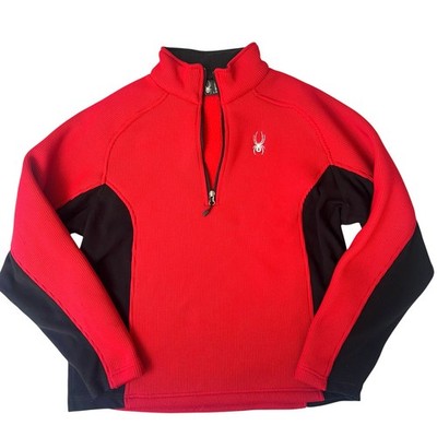 Spyder Core Sweater Large Half Zip Red Black Pullover Fleece Knit Ski Jacket Top
