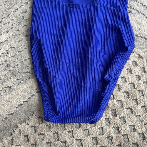 Vtg Catalina Swimsuit Sz 8 Navy Blue Ribbed One Piece Low Back High Cut 80s 90s - Picture 8 of 11