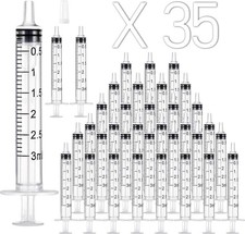 35 Pack 3ml Plastic Syringe Without Needle, Catheter Tip Individually Sealed...