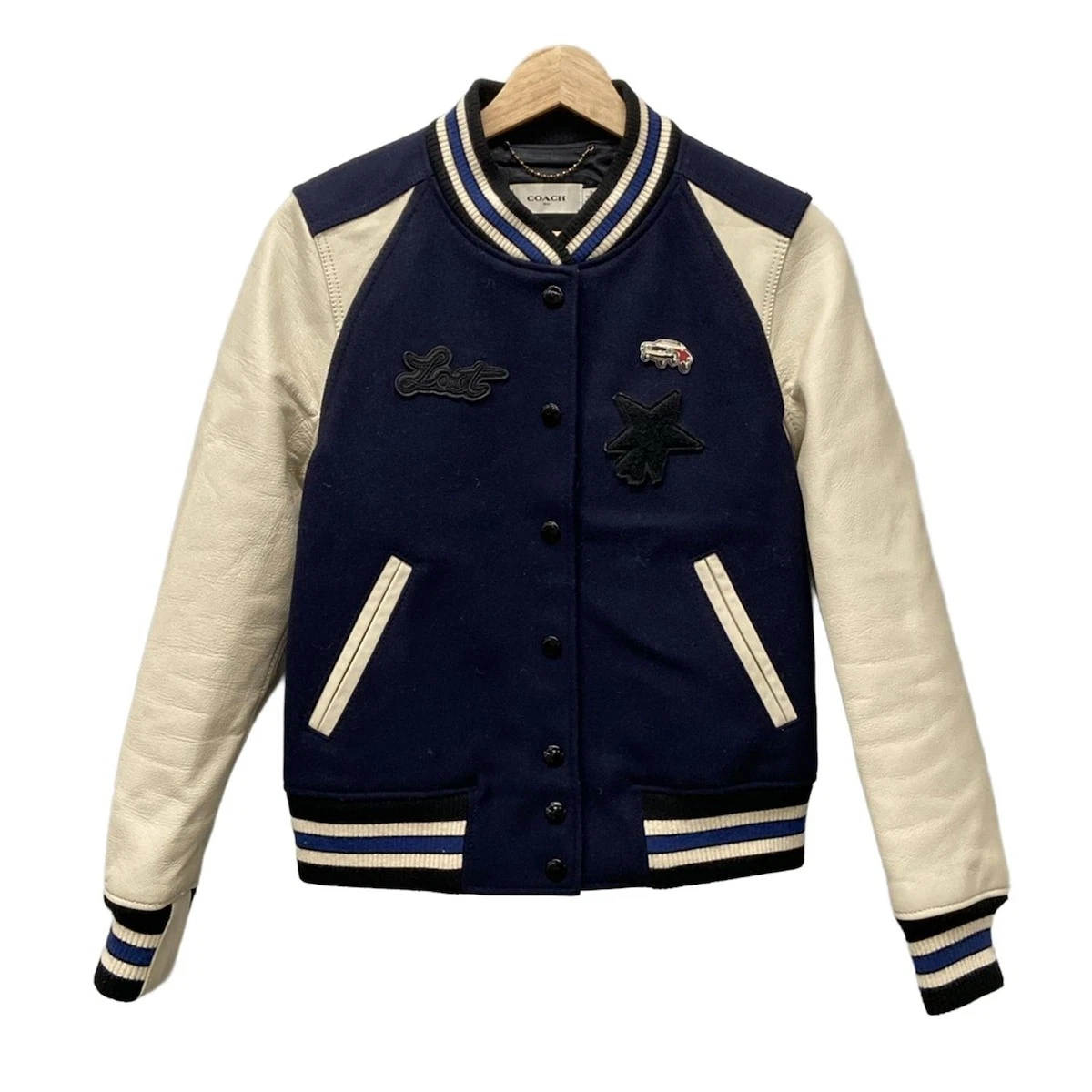 Giacca leggera multi donna Auth COACH 86644 crema blu scuro