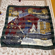 CELINE Large Scarf Paris Cityscape Pattern Multicolor 100 Silk Accessory 130130