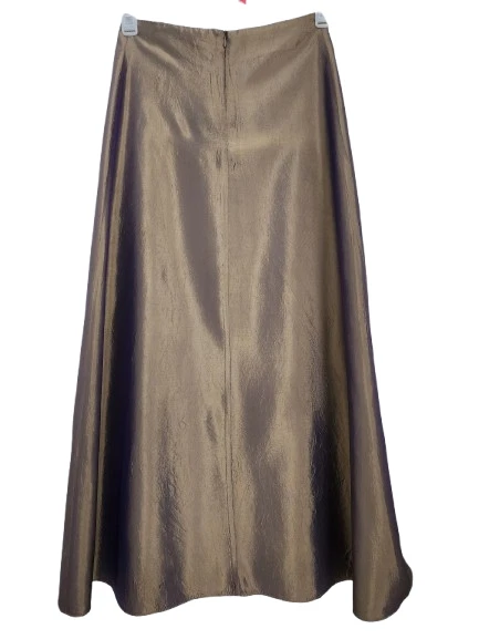 JS Collections Petite Metallic Satin Maxi Skirt Gold Champagne Sheen Sz 8 Canada - Image 3 of 4
