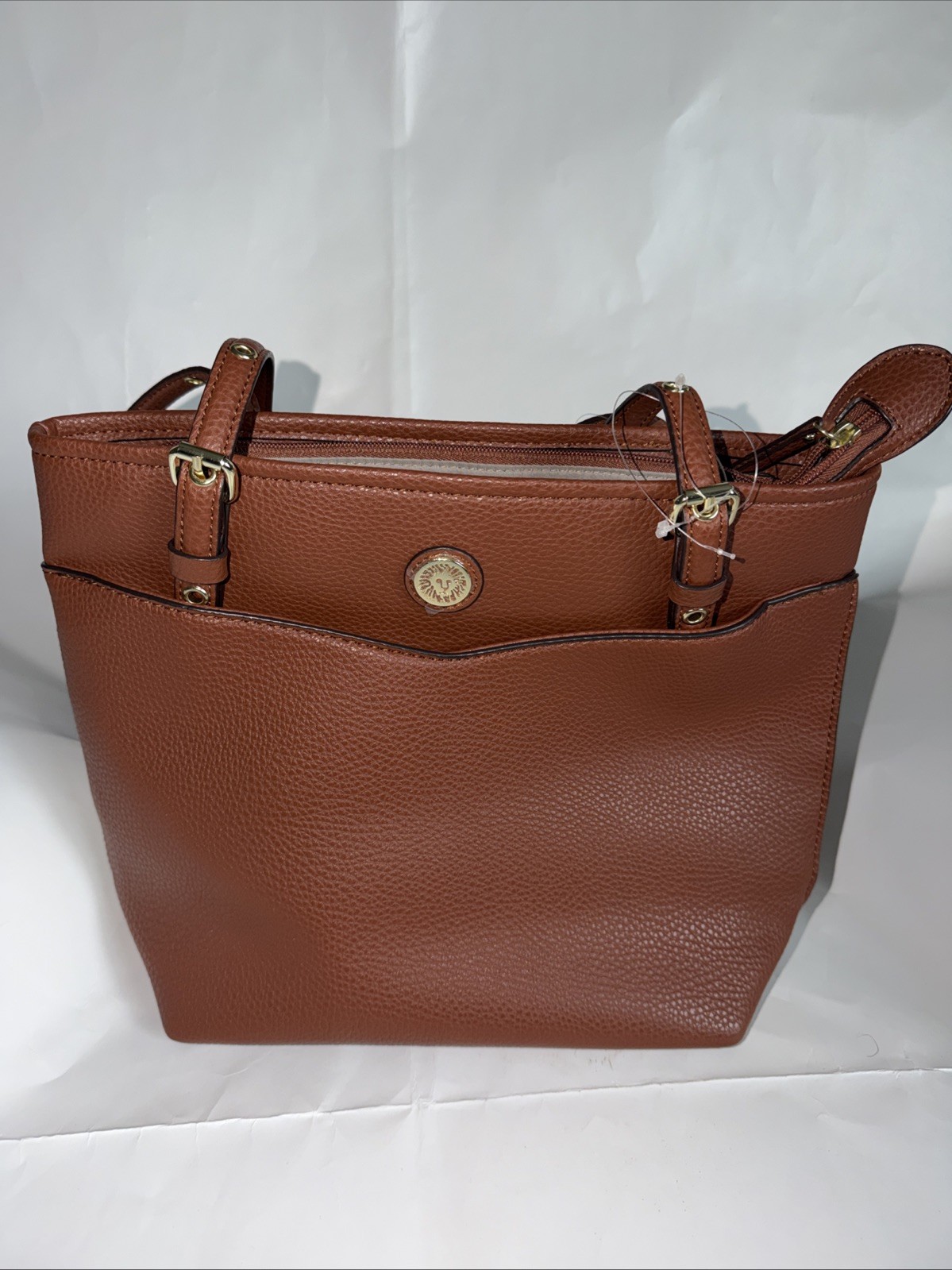 Anne Klein Pebbled Faux Leather Brown Tote Purse