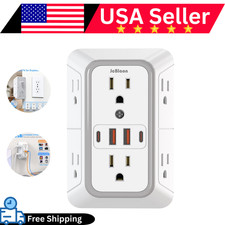 6 Outlet Extender Surge Protector Multi Plug Wall Adapter USB Charger Ports with