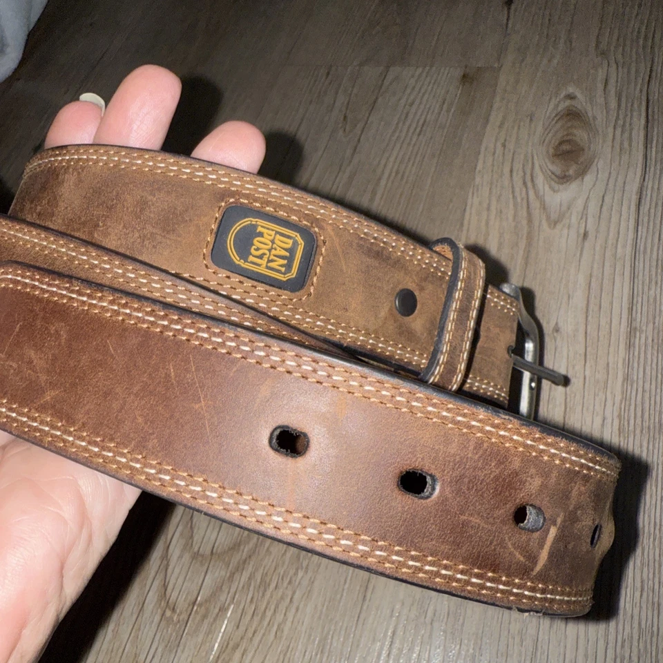 Cinturón de Trabajo Dan Post Western Marrón Top Grano Cuero Cinturón Hebilla Extraíble Talla 44 Foto 4 de 4