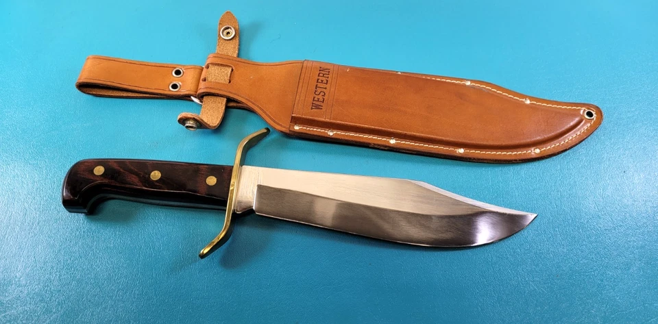 Cuchillo Bowie Western W49 vintage H + funda caja de fábrica y papeles c. 1984 TR757 Foto 2 de 4