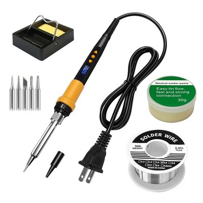 Orange 80W Adjustable Temperature Soldering Iron Kit, Heat Resistant Anti-Sli...