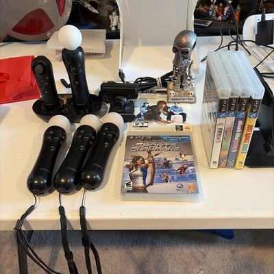 Sony PlayStation Move Bundle PS3 Motion Controllers, Eye Camera, Games, Charger