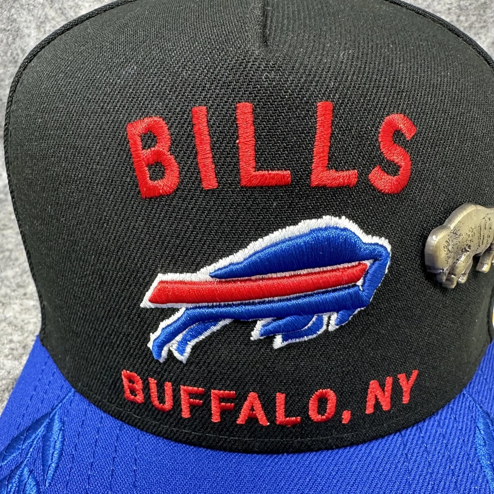 Buffalo Bills Hat Cap Fitted Mens 7 3/8 Black Blue NFL Draft New Era Pin - Image 3 of 4