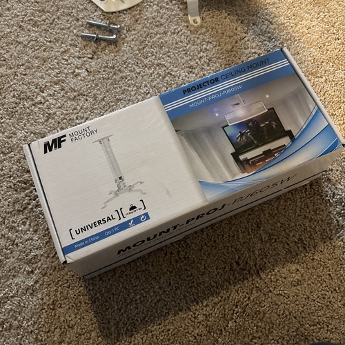 VIVO Universal Extended Ceiling Projector Mount | Height Adjustable (White)