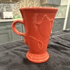Fiesta Red Embossed Ceramic Coffee Mug 16 oz w/ Handle USA HLC