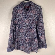 Robert Graham Men Button Down Shirt Sz XL Paisley Floral Long Sleeve Purple