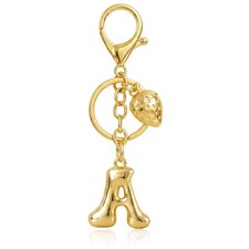 BydGxy Gold Bubble Strawberry Initial Letter Keychain Standard,