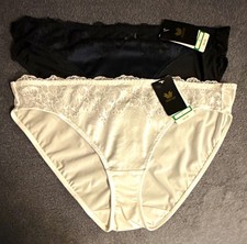 Wacoal Modern Affair Bikini Panties L Black  White Sheer Lace Trim 846281 -2 Pk
