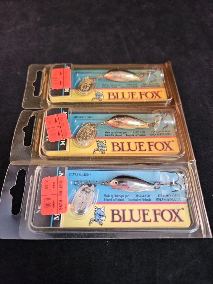 3 NOS Blue Fox Minnow Spin #1 Spinnerbait Fishing Lures, Rapala - Image 2 of 4