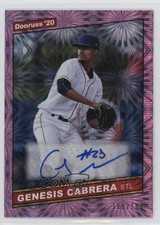 2020 Donruss Retro 1986 Signatures Pink Fireworks /100 Genesis Cabrera Auto 10k8