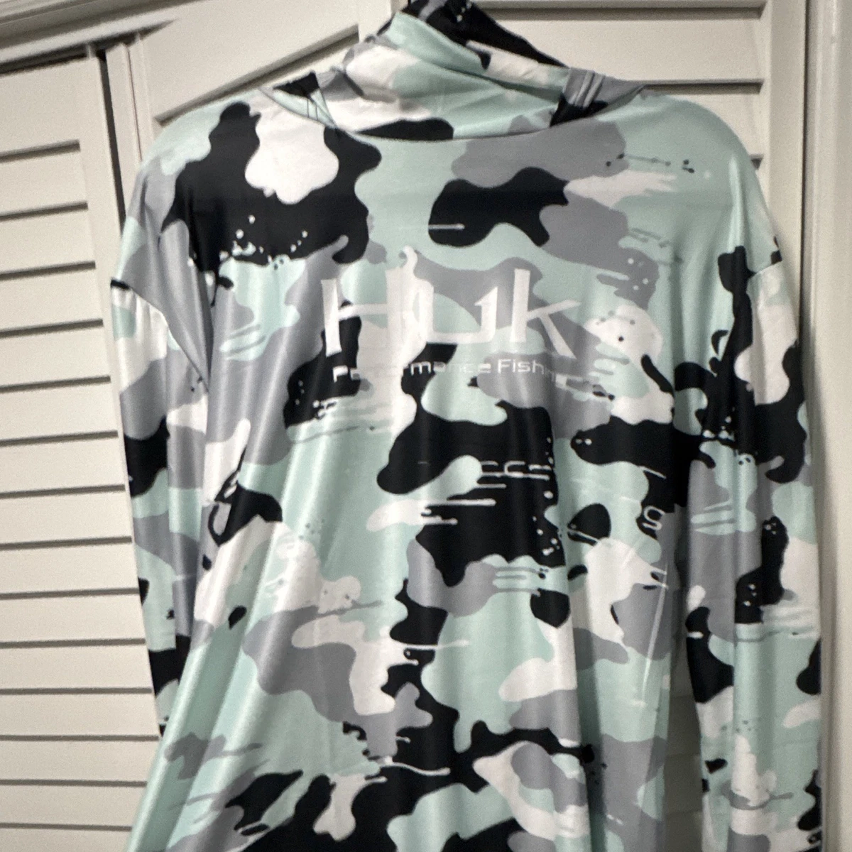Sudadera con capucha camuflada manga larga pesca rendimiento XL Huk para hombre con protector facial