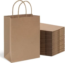 METRONIC Kraft Paper Gift Bags with Handles 8x4.75x10.5 Inch 600 Pcs |