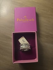 925 Sterling Silver Baguette  Round Cubic Zirconia Eternity Ring Size 8