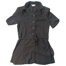 SAZANKARNA Pleated Shoulder Pad Shirt Sheer Black Structured Blouse Designer