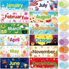 48 Pack Holiday Monthly Headliners 12 Months of The Year Bulletin Board Set...