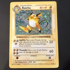 Carte Pokemon Set Base Shadowless Raichu 14/102 Unlimited Holo Holo Rare MP