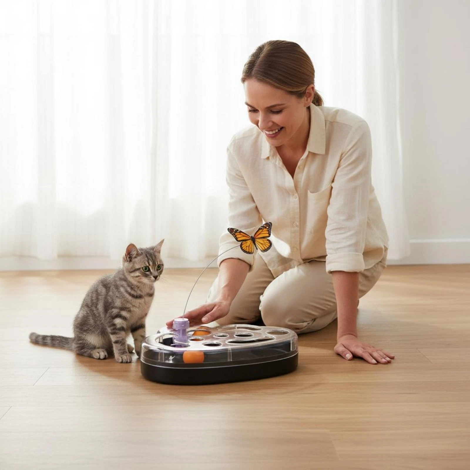 Electric Fluttering Creature Feline Toy Interactive Rotating Fluttering