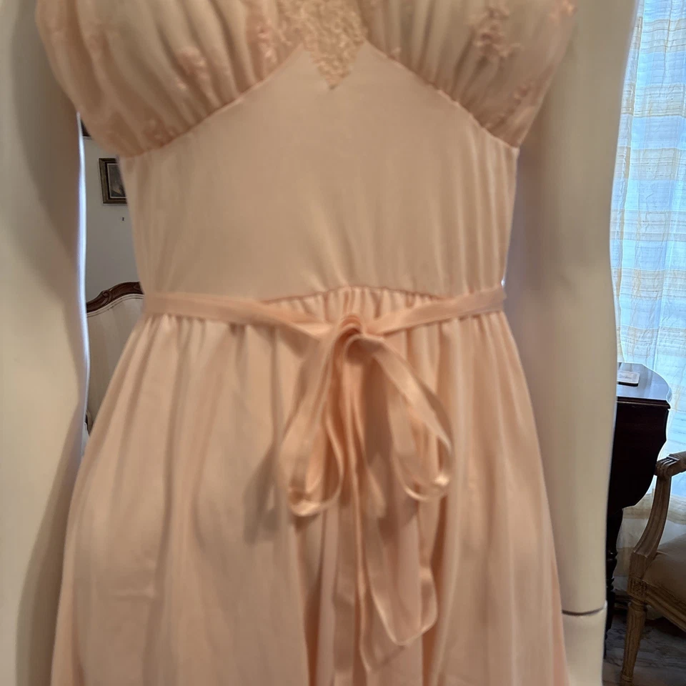 De Colección Van Raolte Rosa Lencería Larga Camisón Femenino Encaje Corbatas Talla 34 Foto 3 de 4